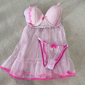 Pink lingerie babydoll